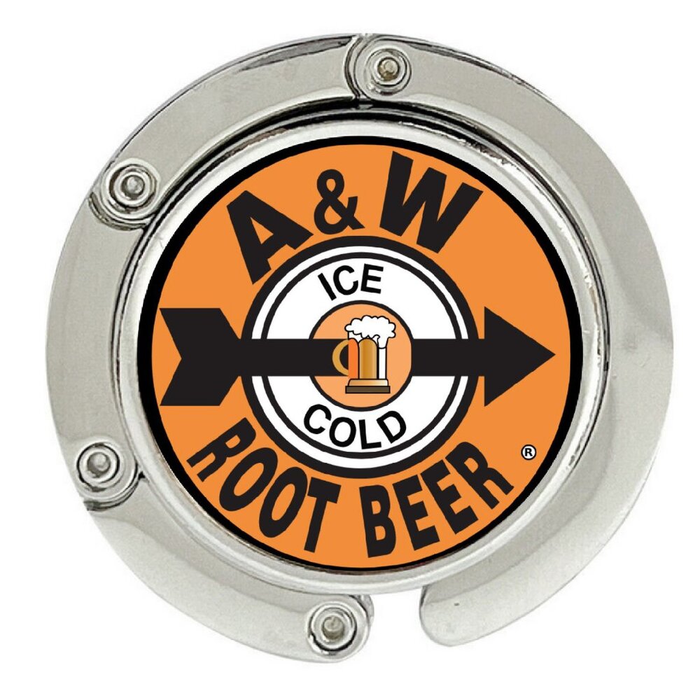 A&W A and W Root Beer Purse Hanger Foldable Hook Handbag Table Bag Holder Metal